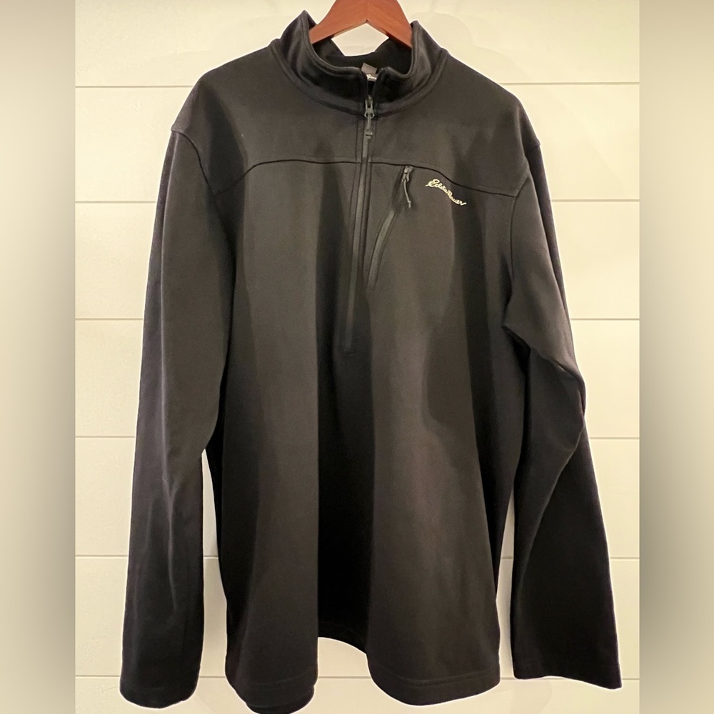 Eddie Bauer Mens Black Long Sleeve 1/4 Zip Pullover Size Large 2XL